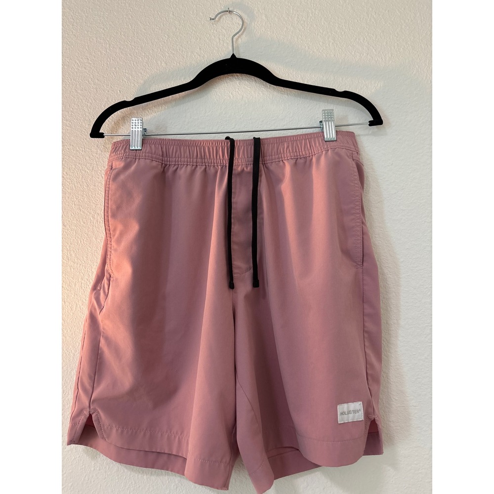 Hollister California Sport Shorts Mens Medium Pink Athletic Drawstring Gym 7.5in